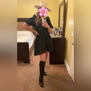 Black leather high knee boots size 7 1/2